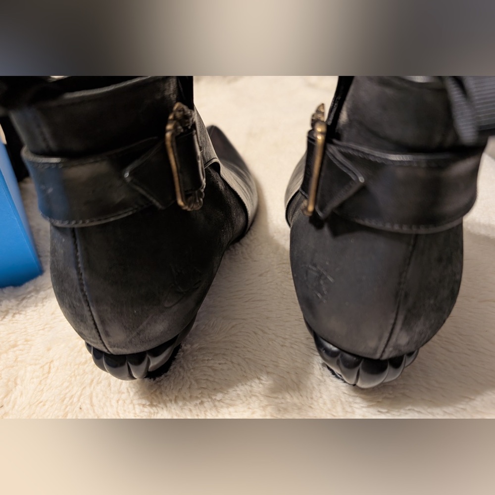 John Fluevog Firefly Lucidota Black Leather Ankle Boots. Unique Heel. Size 9 - Picture 8 of 14
